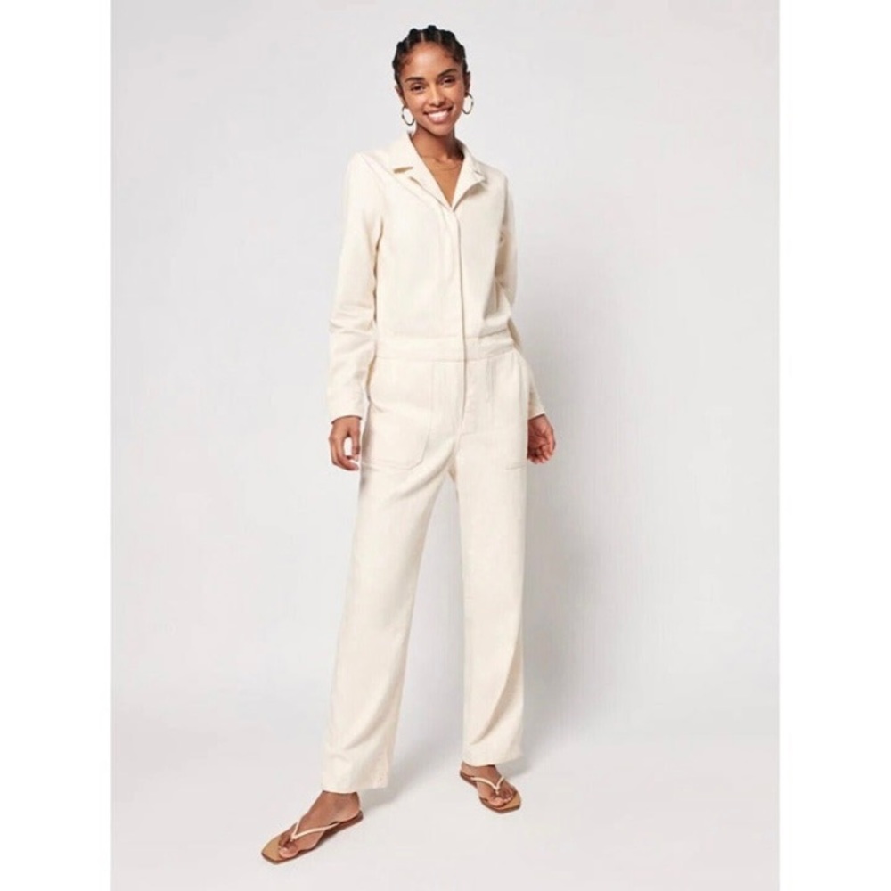 Faherty Overland Twill Jumpsuit Womens Small Natural Ivory Cream Casual NWT